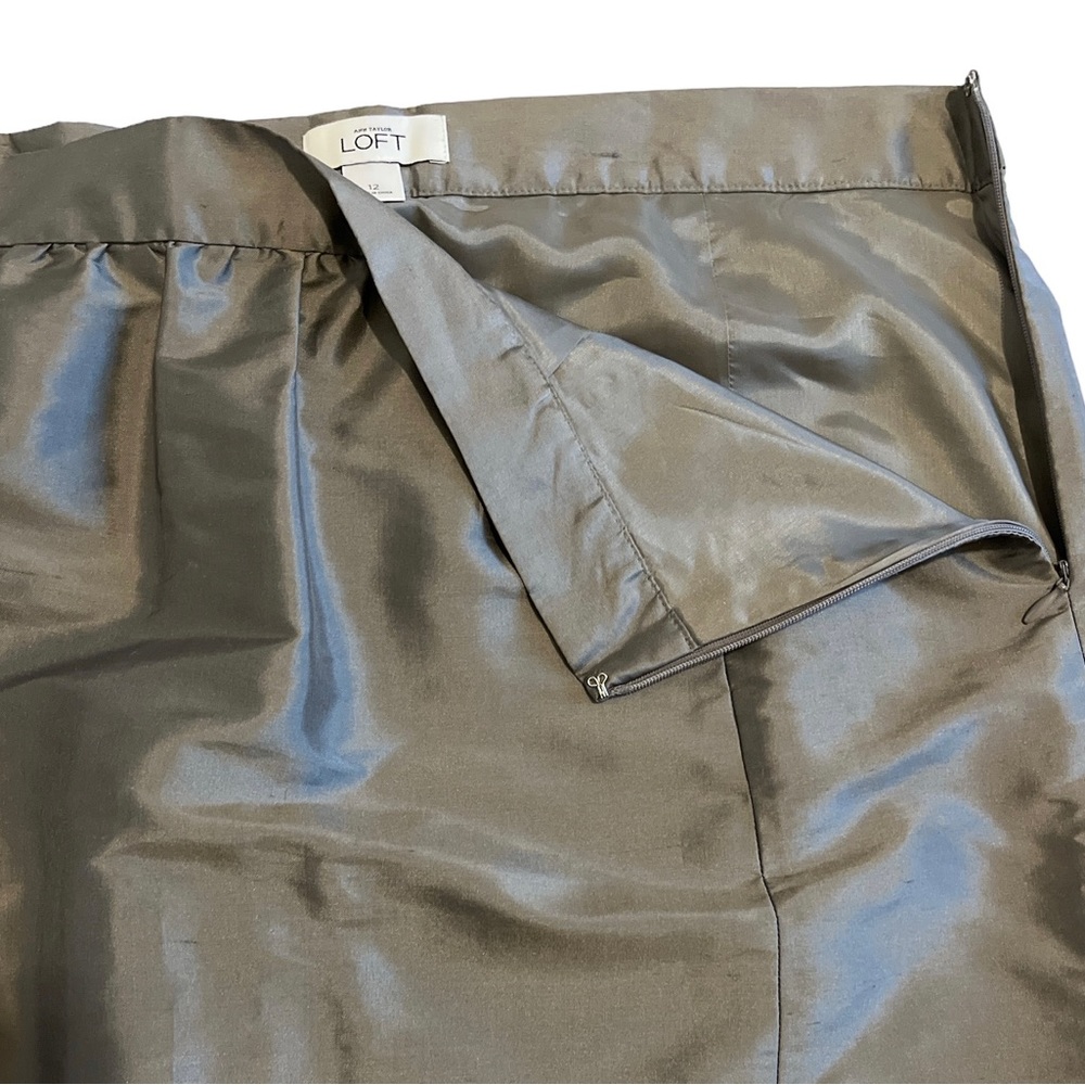 Ann Taylor Loft Gray Silk Skirt Size 12 - Picture 4 of 6